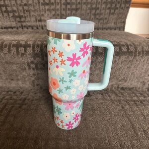 Pink Lily 40 ounce drink tumbler with lid and straw